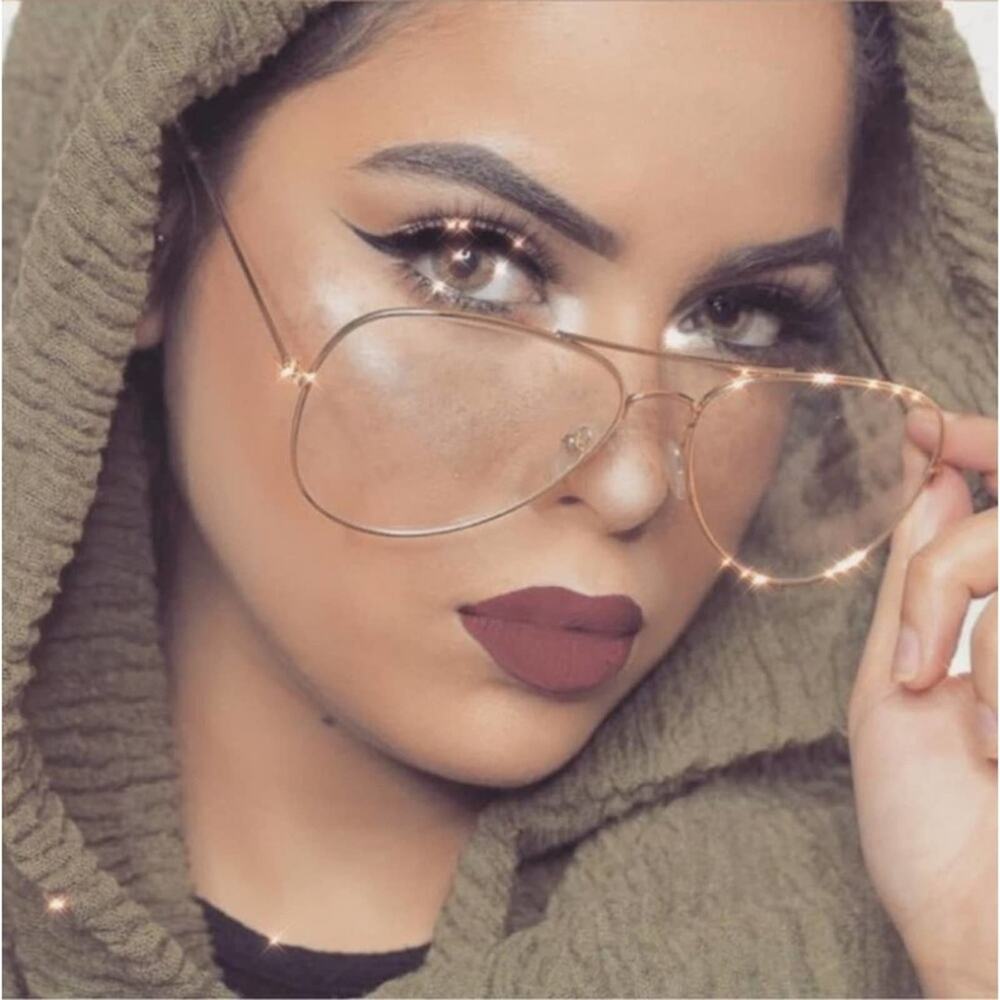 ‼️Classic Clear Lens Glasses Vintage Retro Aviator Gold Frame Eyeglasses.  BB